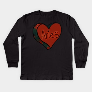 Aries Bloodstone Love Heart Kids Long Sleeve T-Shirt